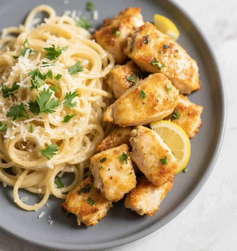 Lemon Garlic Butter Chicken with Creamy Parmesan Pasta